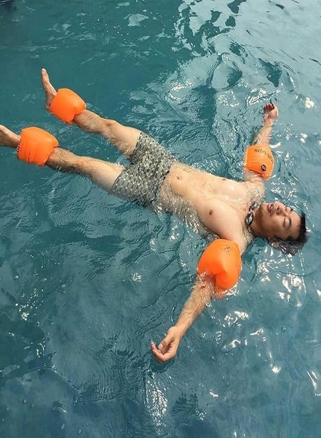 Snevil Inflatable Arm Swimming Floats Bands Floatation Water Wings for Children and Adults Eather Swimming arm Float Band (Orange) - Image 5